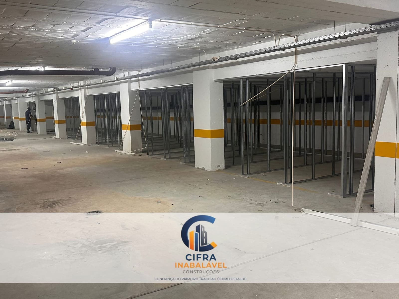 Divisórias em pladur — vista geral da obra